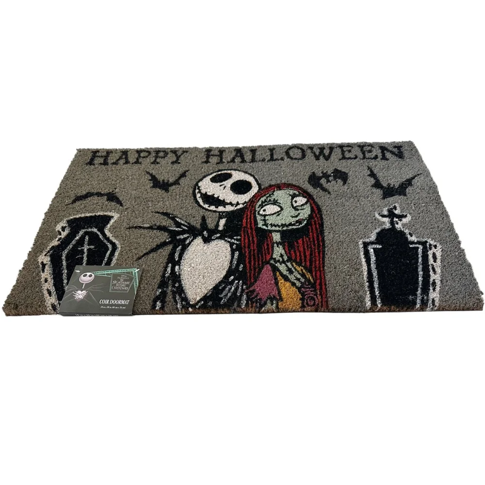 Disney Nightmare Before Christmas Jack & Sally Happy Halloween Coir Doormat Grey